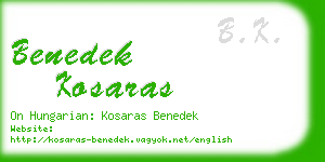 benedek kosaras business card